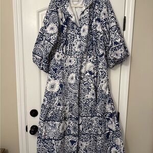 Floral Blue and White Maxi Dress